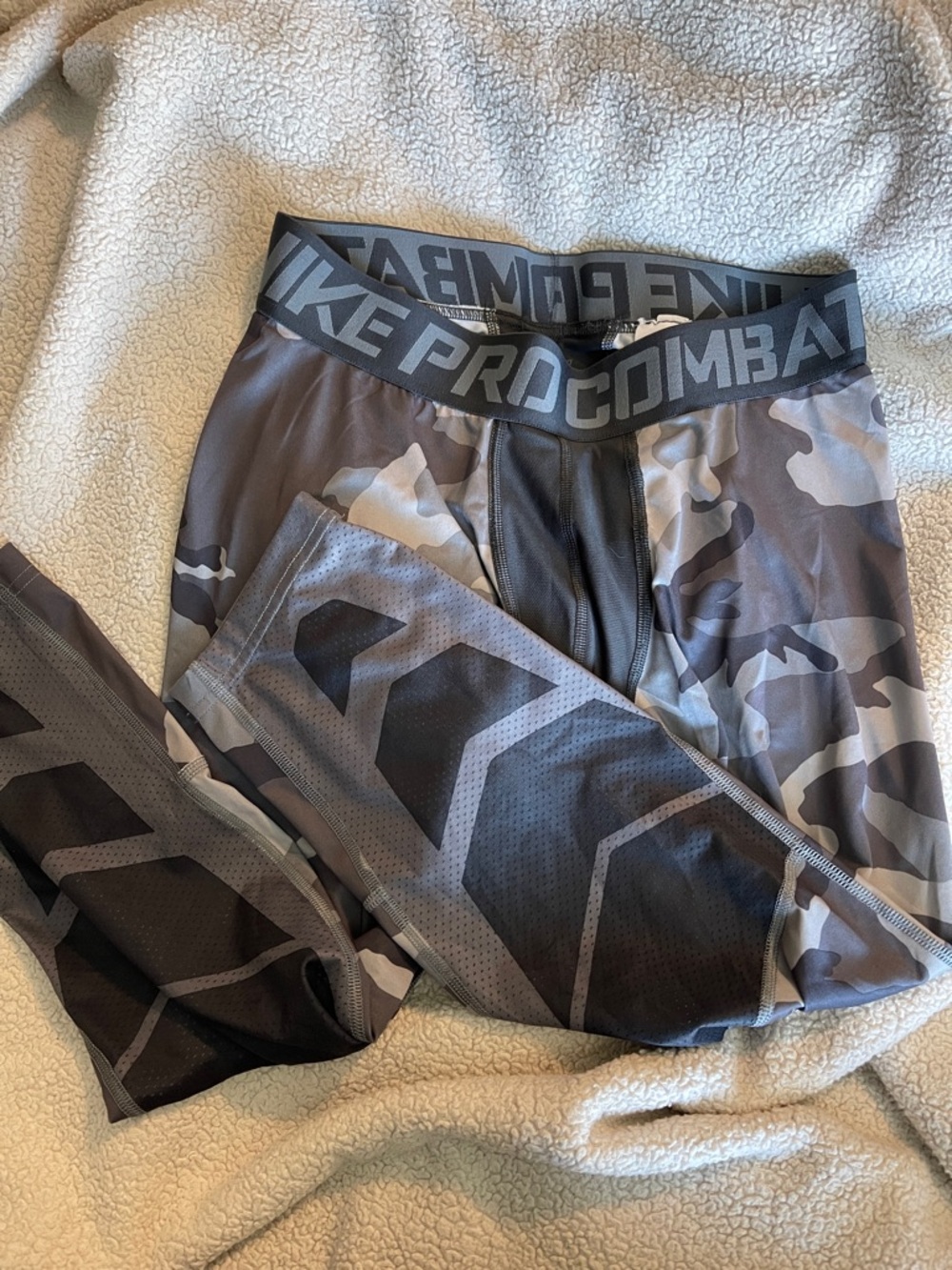 Nike Grey Camo Pro Combat Compression Tights